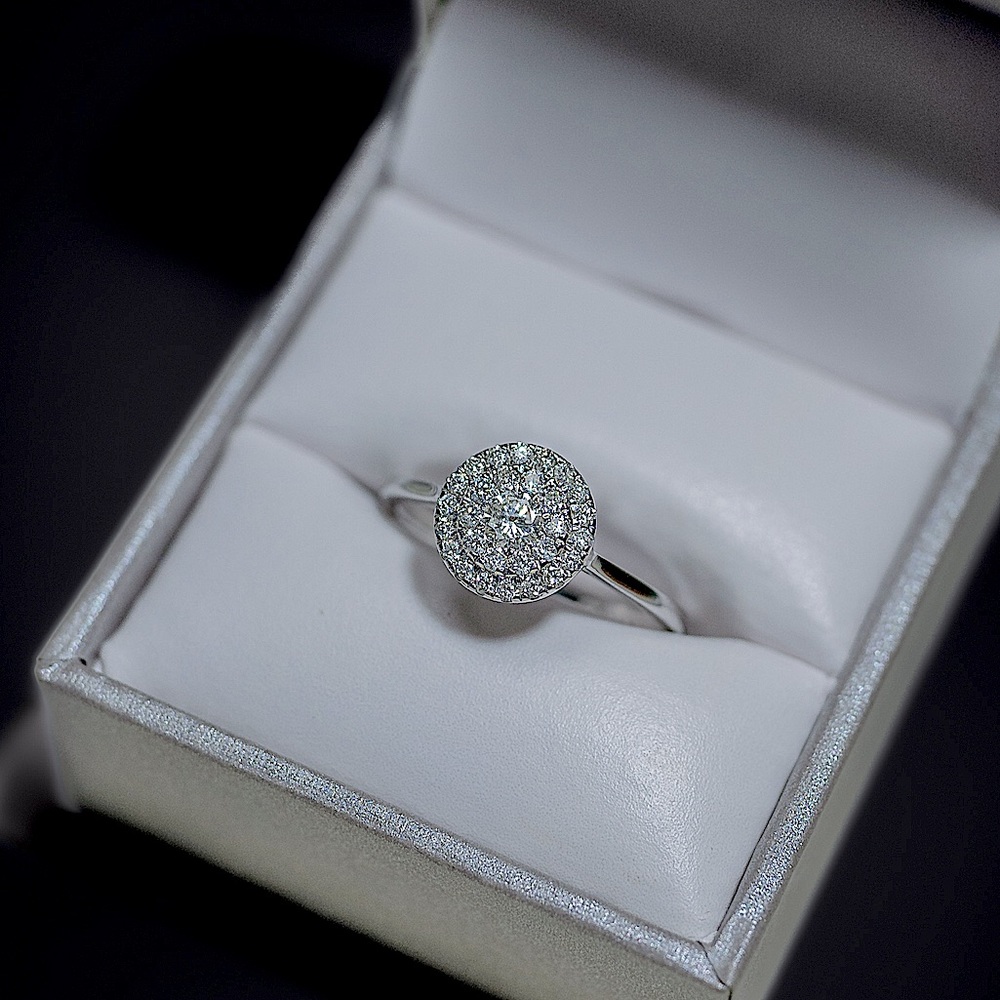 0.50 Cttw Natural Diamond Double Halo Engagement Wedding Ring 10K White Gold CI